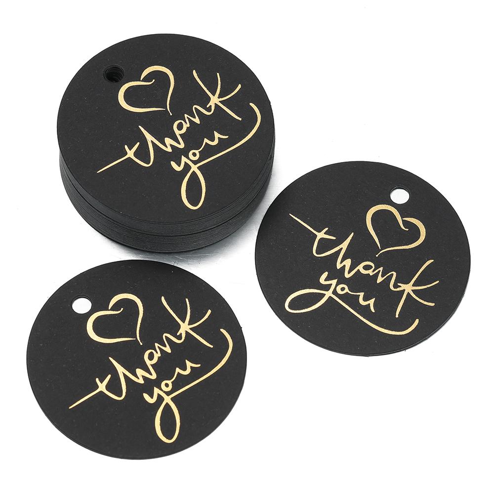 50pcs/Lot Stamping Thank You Paper Card Tags Jewelry Hang Tag Black White Paper Cards Jewelry Accessories Price Label Wholesale