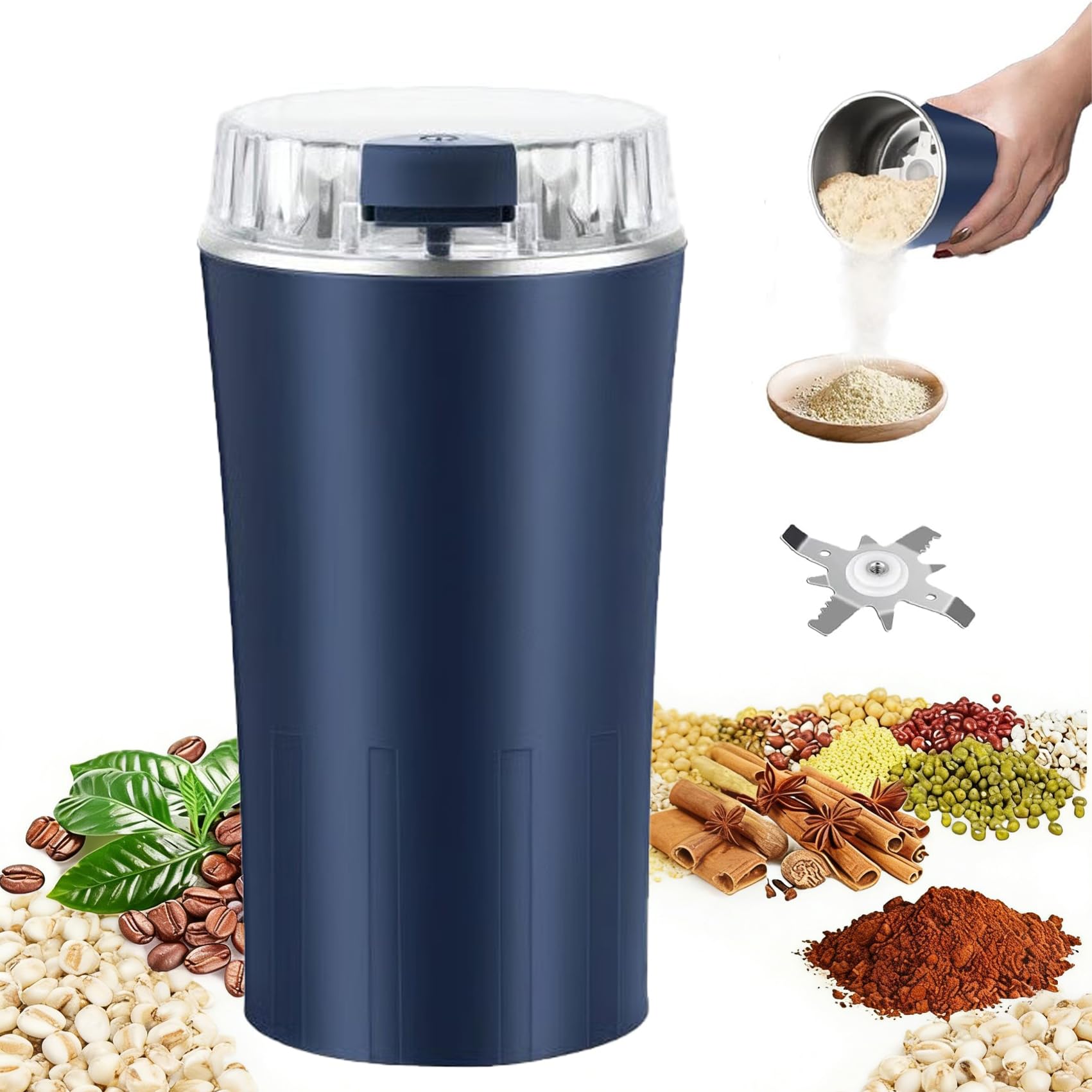 Electric heating grinder, electric grain grinder, household ultra-fine grinder, stainless steel crusher, coffee (1) US plug 110V 1
