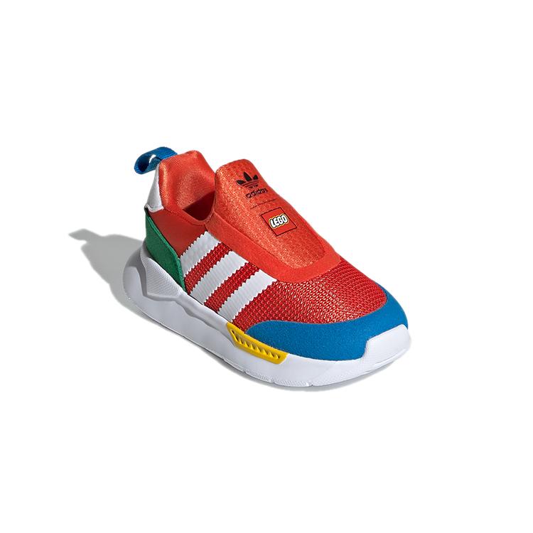 LEGO x Adidas Originals ZX 360 Cushioning Abrasion Resistant Breathable Low top Toddler Shoes Red Blue FX4959