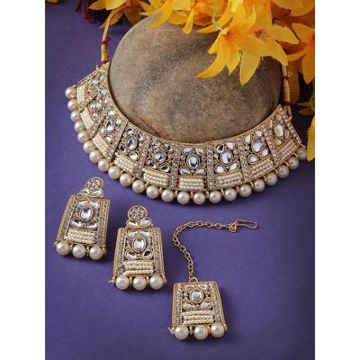 Sukkhi burvīgs unikāls, stilīgs Rani rozā akmens ar pērlēm apgriezts kaklarotas komplekts sievietēm