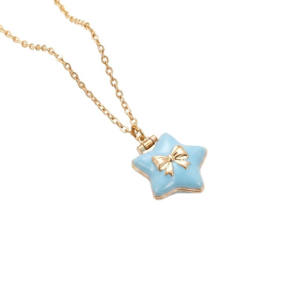 Cute Pentagram Phase Box Necklace Opening Closing Opening Box Necklace Jewelry Pendant  for Women