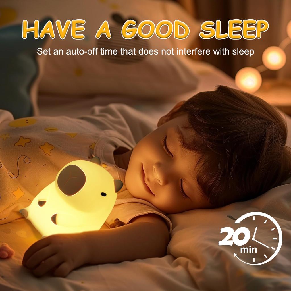 Lampeez Capybara Night Light, LED Nursing Light, Capybara Bedside Lamp with Timer, Birthday Gift for Boys and Girls, Cute