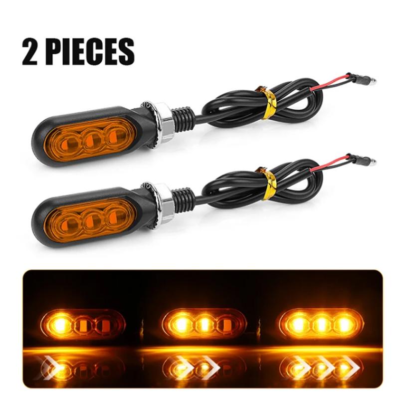 Motorcycle Mini LED Turn Signal Lights Amber Flowing Directional Signal Lamp Intermitentes Moto For Kawasaki Yamaha Cafe Racer