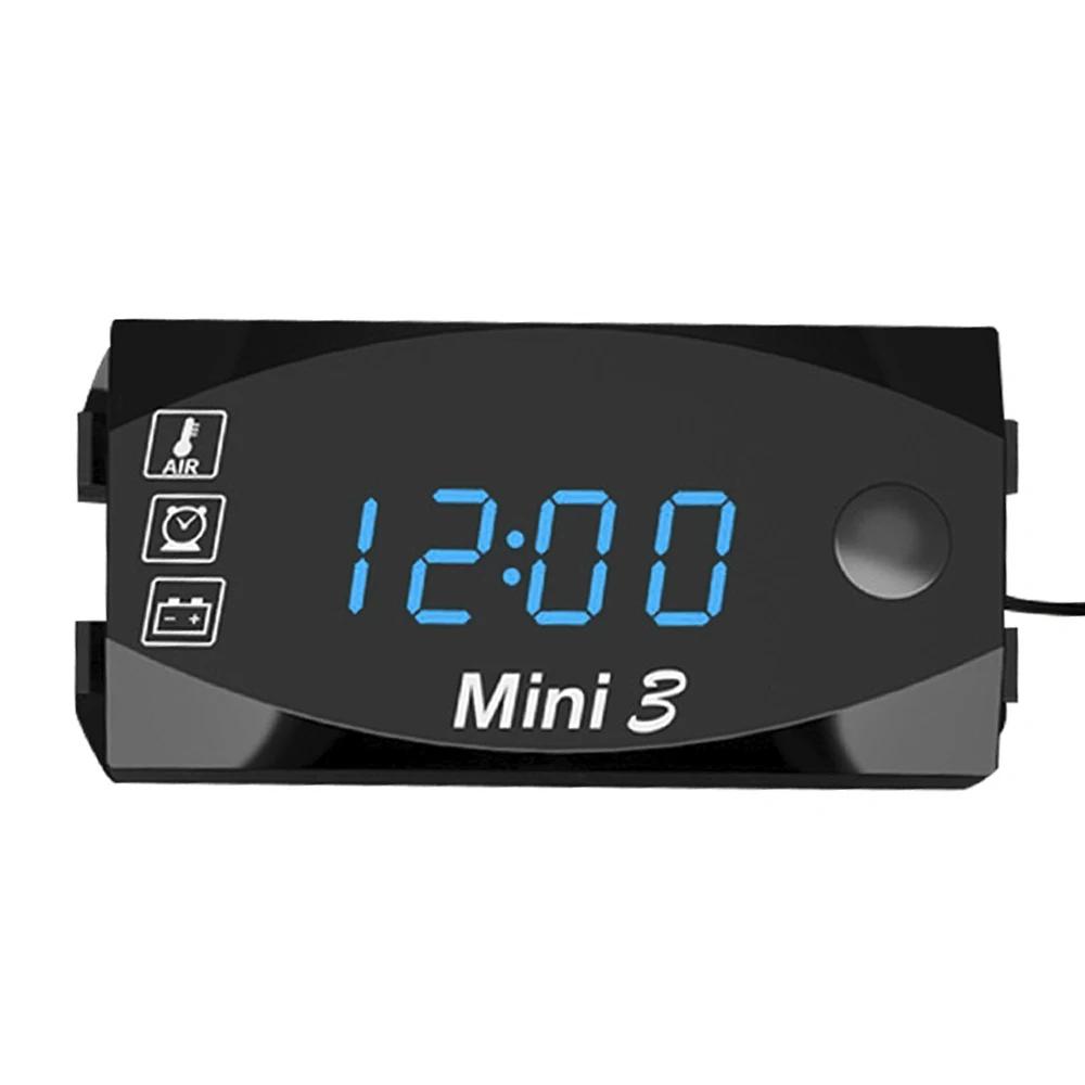 Motorcycle  Meter 3 in 1 Digital Time Clock Thermometer  Voltage Voltmeter IP67 Waterproof Tester Battery Moniter Gauge