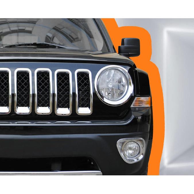Front Headlight Bezels Cover Trim for Jeep Patriot 2011-2016 (Chrome)