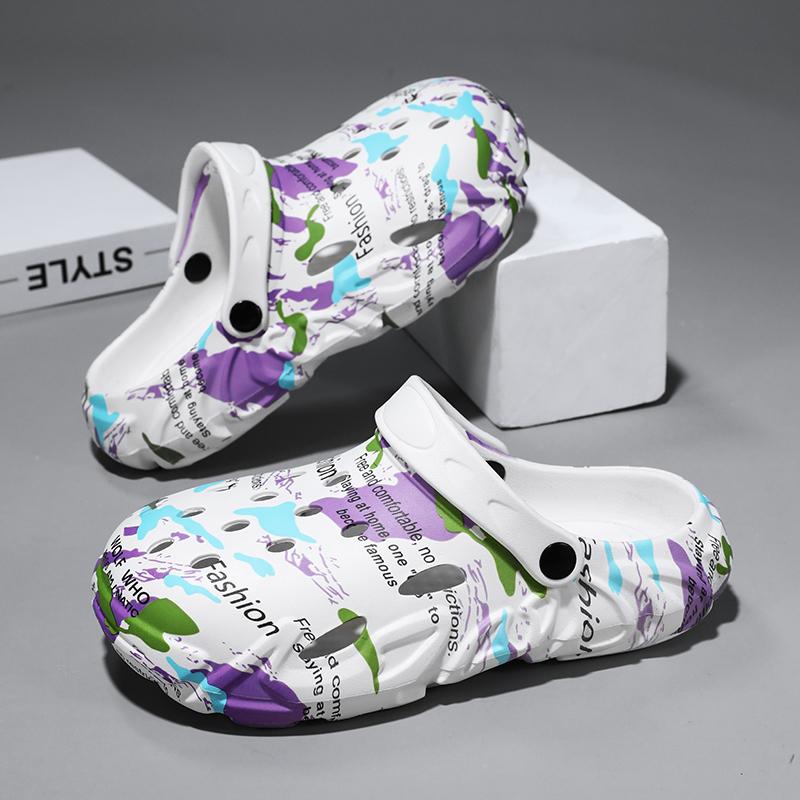 Sandals Men's Slippers Soft and Comfortable Color Printing Shoes for Men Indoor and Outdoor Wear-resistant Ventilate Non-slip