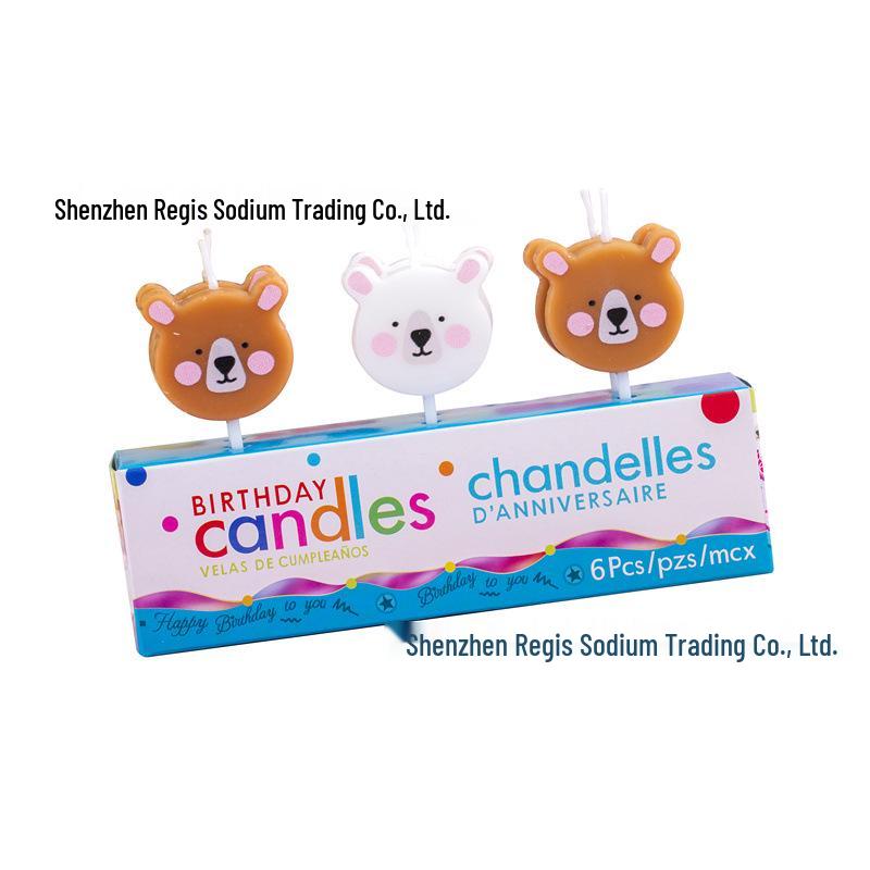 Korean Style Party Bear Candle - Cute Cartoon Birthday Cake Decoration Small - Model AS254