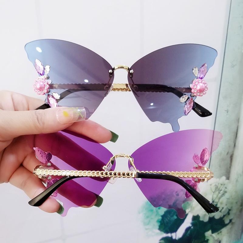 Luxury Butterfly Sunglasses Women Brand Y2k Vintage Rimless Oversized Sun Glasses Ladies Eyewear Gafas De Sol Gothic