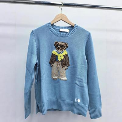 High-Quality Cartoon Bear Pure Cotton Sweater for Women - Heavy-Duty, Autumn/Winter 2025 Collection.