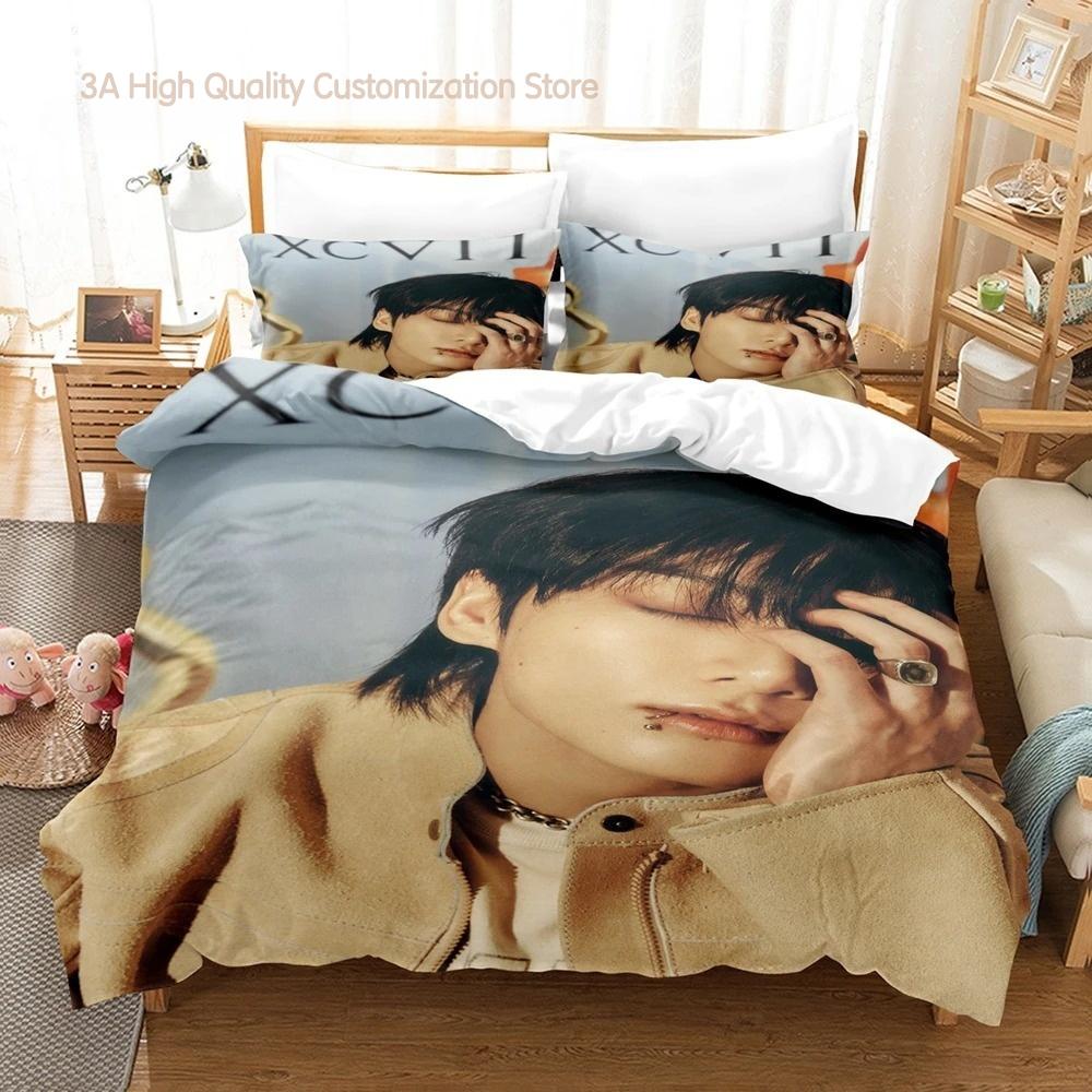Jeon Jung Kook Album Bedding Set Single Twin Full Queen King Size Bed Set Aldult Boys Bedroom Duvetcover Sets Bed Sheet Set 2-2