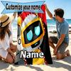 Custom Name Personalized Cosmic Bot Crew Print Beach Towel, for Trip Camping Beach Party Home Decor, Birthday Gift for Family & Friends