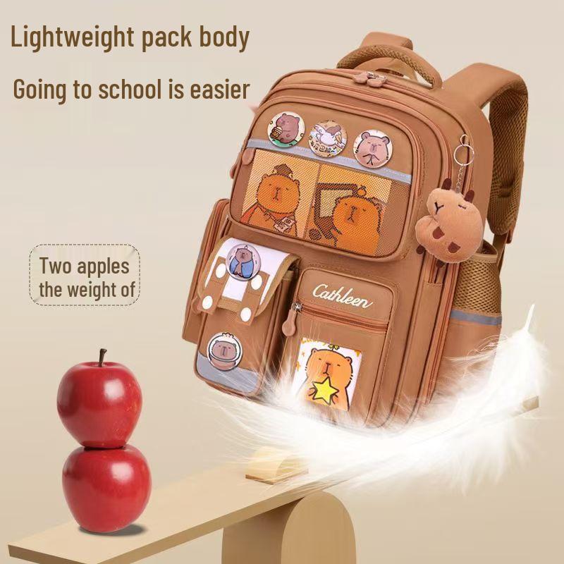 Kids' Lightweight Backpack with Spine Protection for Grades 1-6, Large Capacity, Ideal for Boys and Girls