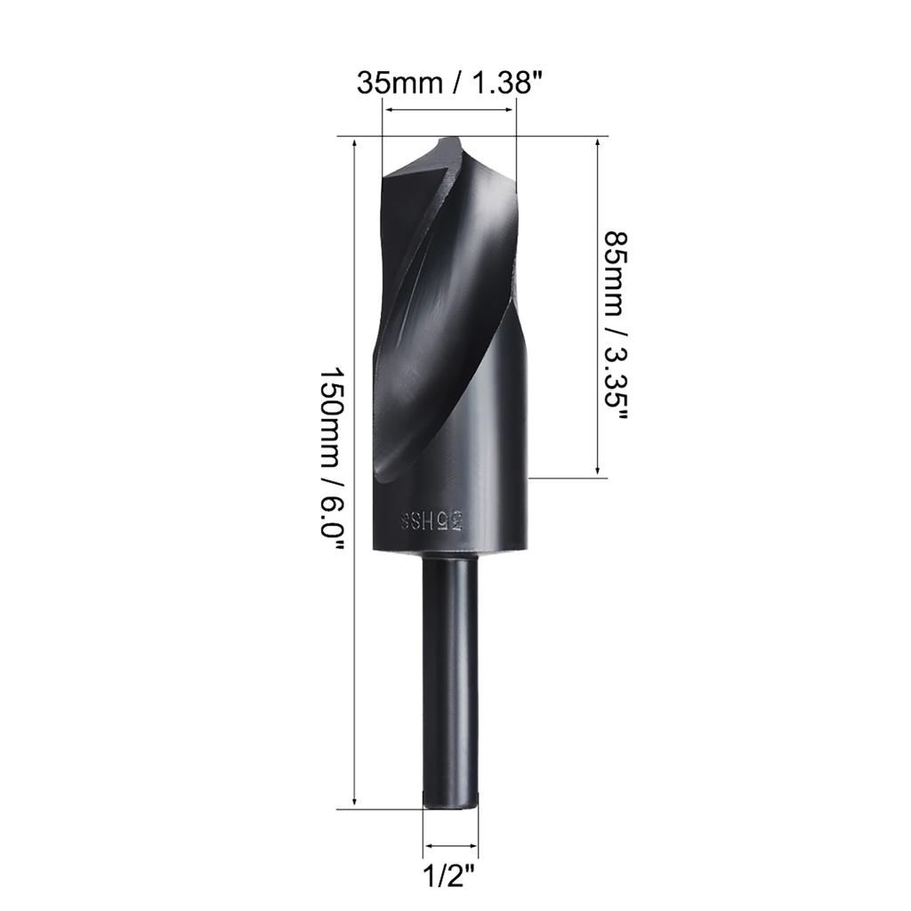 2pcs 15/18/28/35/mm Twist Drill Bits Black Nitride Coated HSS-6542 with 1/2" Reduced Shank