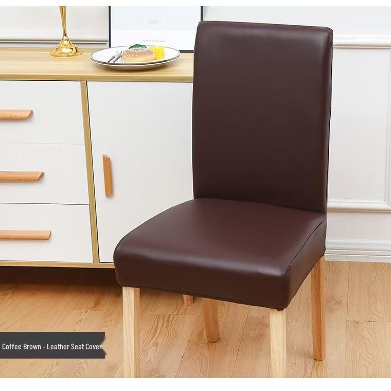 Waterproof Leather Dining Chair Cover - Stain-Proof, Elastic, Universal Fit, Low Back Cushion Cover for Home and Restaurant Use.
