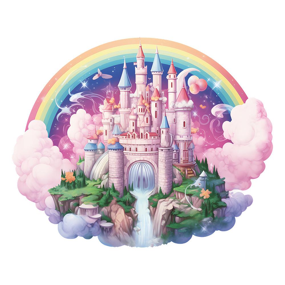

Cartoon Dream Castle Rainbow Wall Sticker Self-Adhesive for Kids Bedroom Study Room Home Decoration 25x60CMx2PCS різнокольоровий