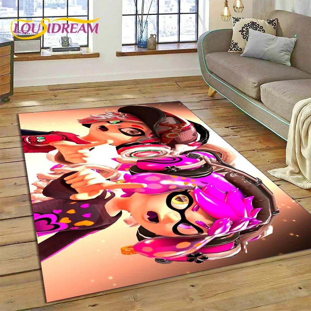 Splatoon3 PC Gamer Kreskówka Gra Dywanik do Sypialni Salonu Domu Dekoracja Sofy,Gra dla Dzieci Duży Dekor Mata Podłogowa Prezent