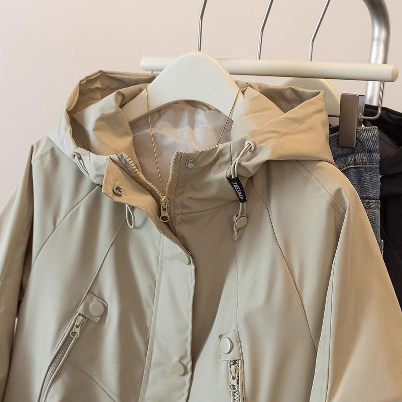 Plus Size 300 Jin Women's Hooded Windbreaker: High-End, Loose, Windproof Baseball Jacket for Spring/Autumn