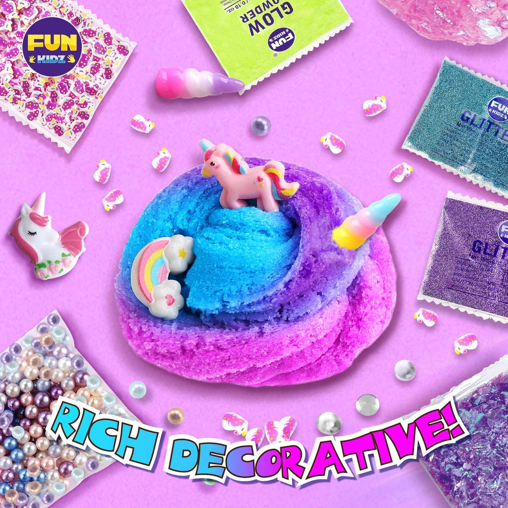 FunKidz Fluffy Unicorn Slime Kit, Cloud Slime Gift for Kids Ages 6 and Up. Fun Slime Making Kit. Great Craft Toy and Birthday Gift Idea.