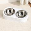 Double Stainless Steel Pet Bowl: Raised Feeder with Wide Non-slip Base, Double Food and Water Compartment with Neck Support
