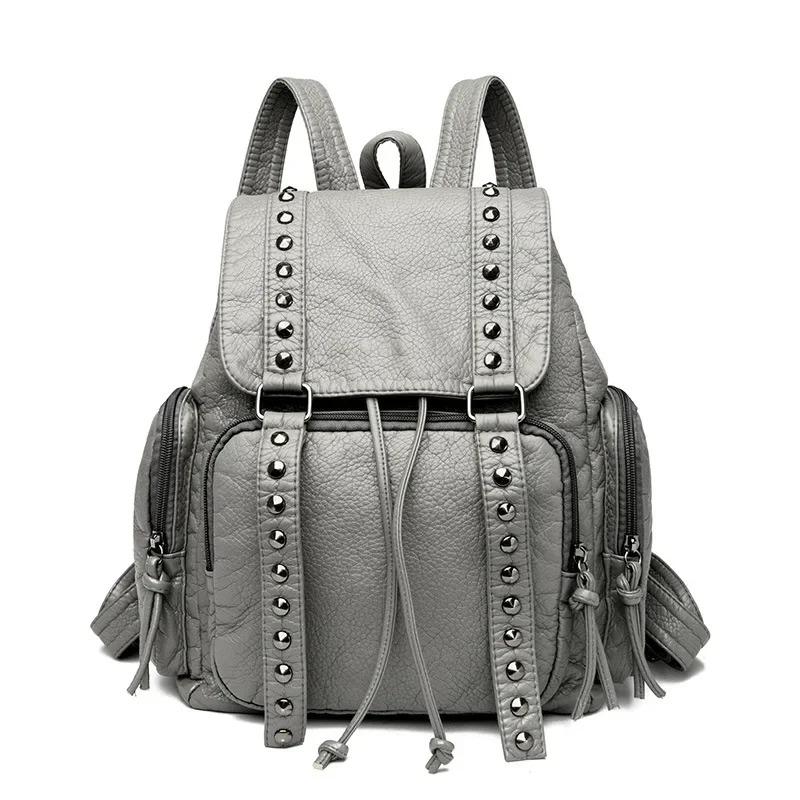 Zaini Moda con Borchie per Donna Borse a Spalla Pelle Morbida Daypack Borsa da Viaggio Grande Capacità Zaino Scolastico Zaino Donna