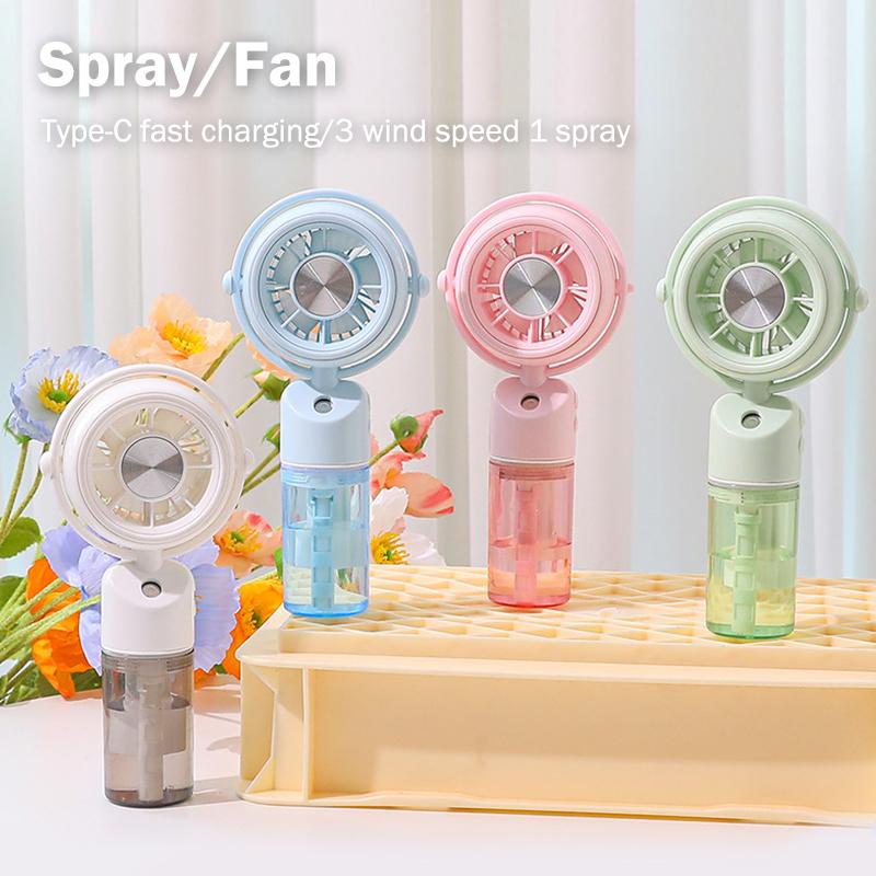 Rechargeable Handheld Misting Fan-Portable Battery Operated Water Mist Fan With 3 Adjustable Speed-Cooling Fan
