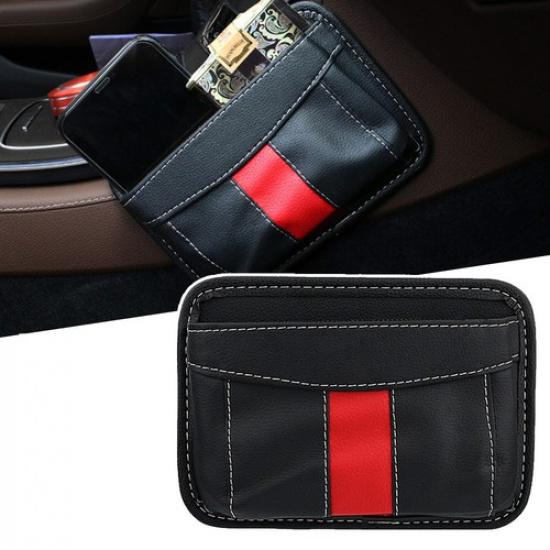 Car Interior Phone Holder PU Leather Pocket Storage Bag Organizer Accessories