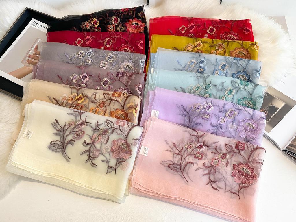 Silk Handmade Embroidered Scarf: New Mulberry Silk Autumn/Winter Shawl, Elegant & Versatile.