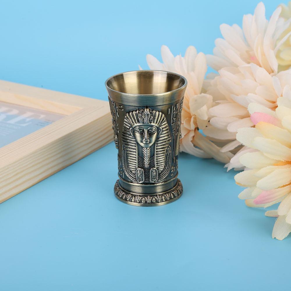 Metal Egypt Style Goblet Embossed Carving Embossed Mini Cup Art Craft Cup Bar Cocktail Use