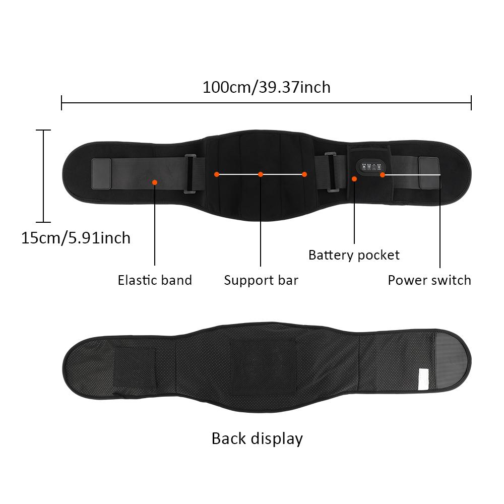 Heating Vibration Lower Back Massager Belt 3 Levels Red Light Hot Compress Waist Support Brace Lumbar Support Heating Pad