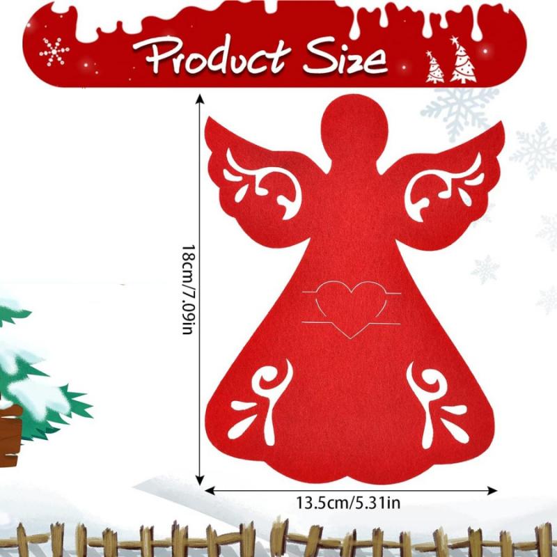 2/4pcsChristmas Angel Tableware Bag Christmas Tree Hanging Decoration Red Felt Placemat Party Dining Table Kitchen Decoration Co