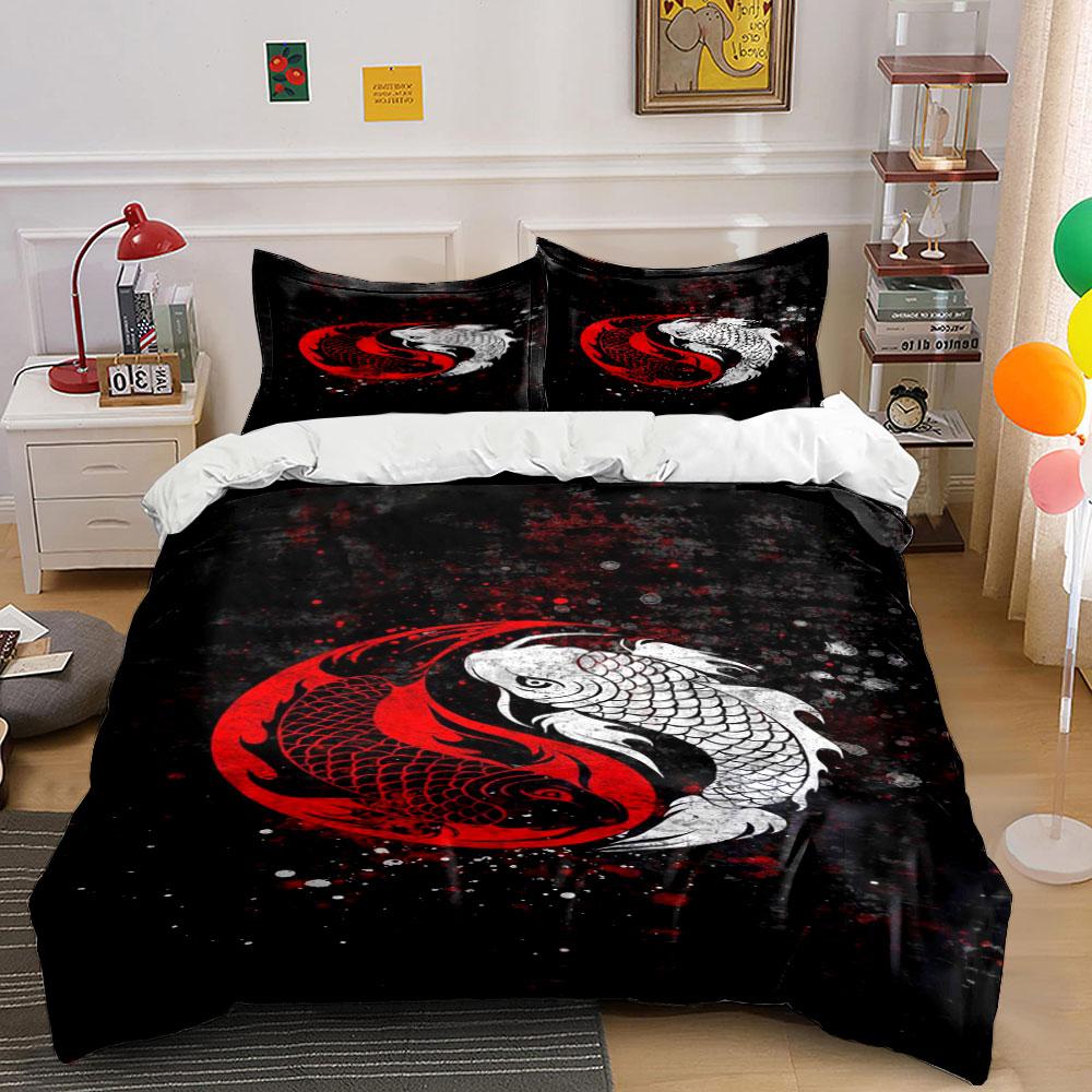 Koi fish yin-yang. Bedding sets Duvet cover sets Duvet covers Pillowcases(1*Duvet Cover 2*Pillowcases without duvet insert)