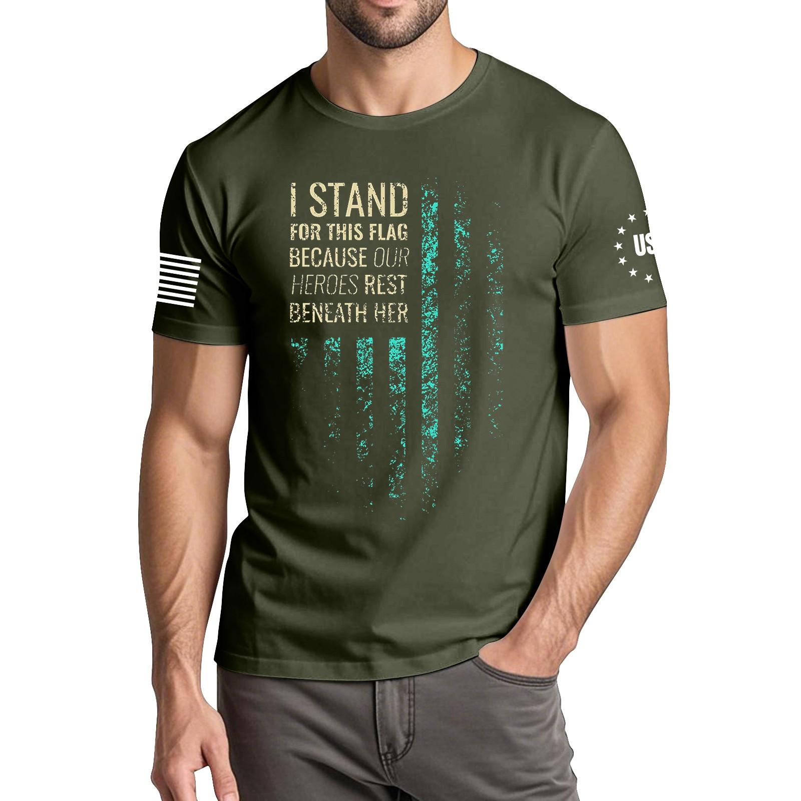 

Чоловіча модна повсякденна футболка з круглим вирізом та коротким рукавом з принтом до Дня Незалежності M