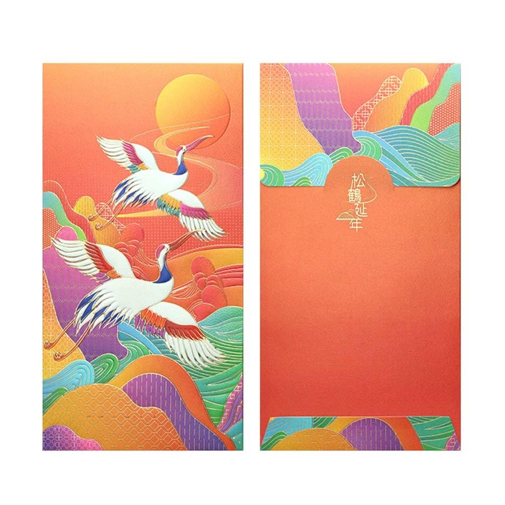 8PCS New Multicolor Red Envelope Bag Blessing Cartoon Pattern Red Packet Retro Style Crane Magpie Lucky Pocket Chinese New Year