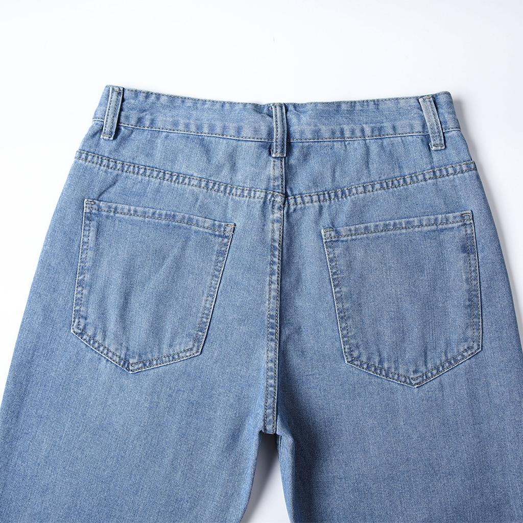 Herren Lässige Kleine Gerade Jeanshosen Mode Weite Hosen Farbe Jeans