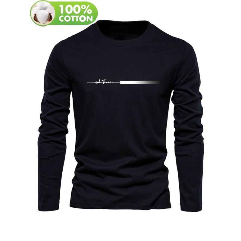 Men s Top T-shirt Men s Long Sleeved Round Neck Loose Oversized T-shirt Top S