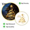 Seasonal Home Decoration Gold Ribbon Christmas Tree Static Cling Window Decal, Merry Glass Clings Sticker with Stars, Reusable Holiday Decor for Shop