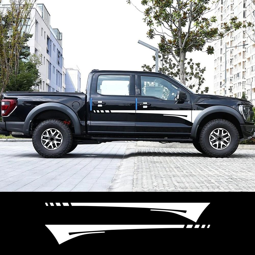 2PCS Car Door Side Skirt Stickers Auto Body Waistline Vinyl Decals Car Body Decoration Accessories For Ford F150 F-150 Raptor