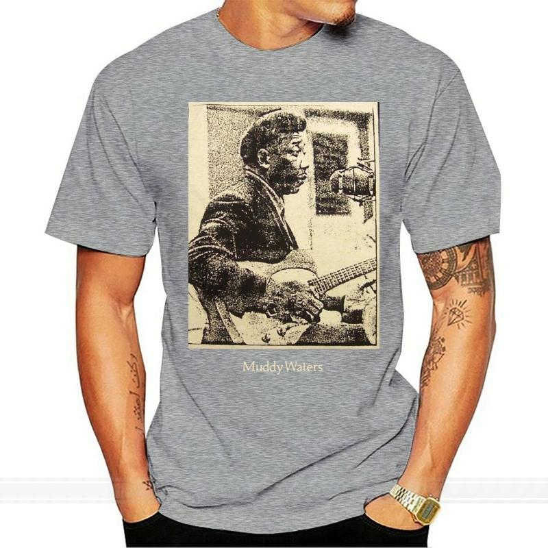 

Muddy Waters studio Vintage Style t shirt Blues telecaster guitar S5xlg BLK cotton tshirt men summer fashion tshirt euro size 3XL