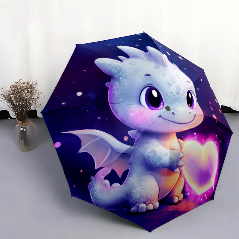 Dragon Pattern, Automatic Folding Umbrella, Portable and Foldable Design, 8 Ribs, a Christmas or Birthday Gift.