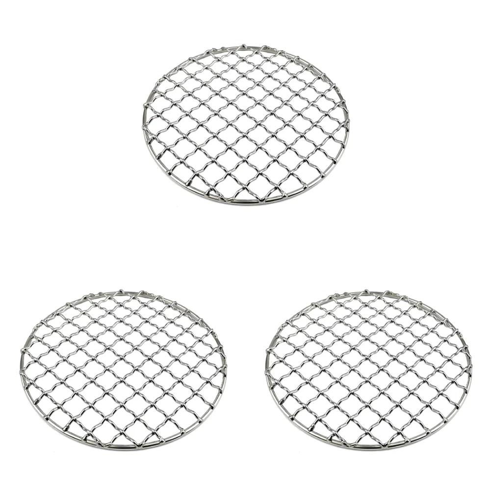 Stainless Steel Camping Grill Grate Mesh Pads Square Round Grilling Net Fire Cooking Outdoor Activities Traveling Picnic BBQ Pad