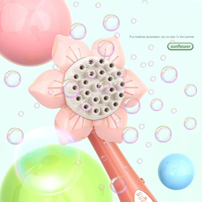 23 Hole Sunflower Bubble Machine Electric Automatic Bubbles Maker Pomperos Summer Soap Blower Outdoor Toys for Girls Children