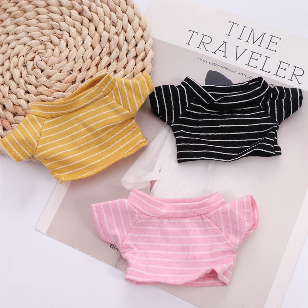 Black White Stripes Short Sleeve T-shirt Doll Plush Clothing Doll Clothes Doll Shirt Doll Pants
