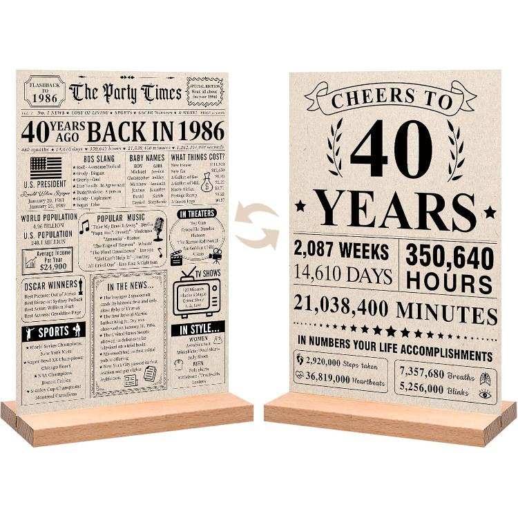 Trgowaul 60th Birthday Decorations Women Men, Vintage Back In 1966 Birthday Poster Acrylic Table Sign with Stand, 60th Anniversary Decor Gifts for