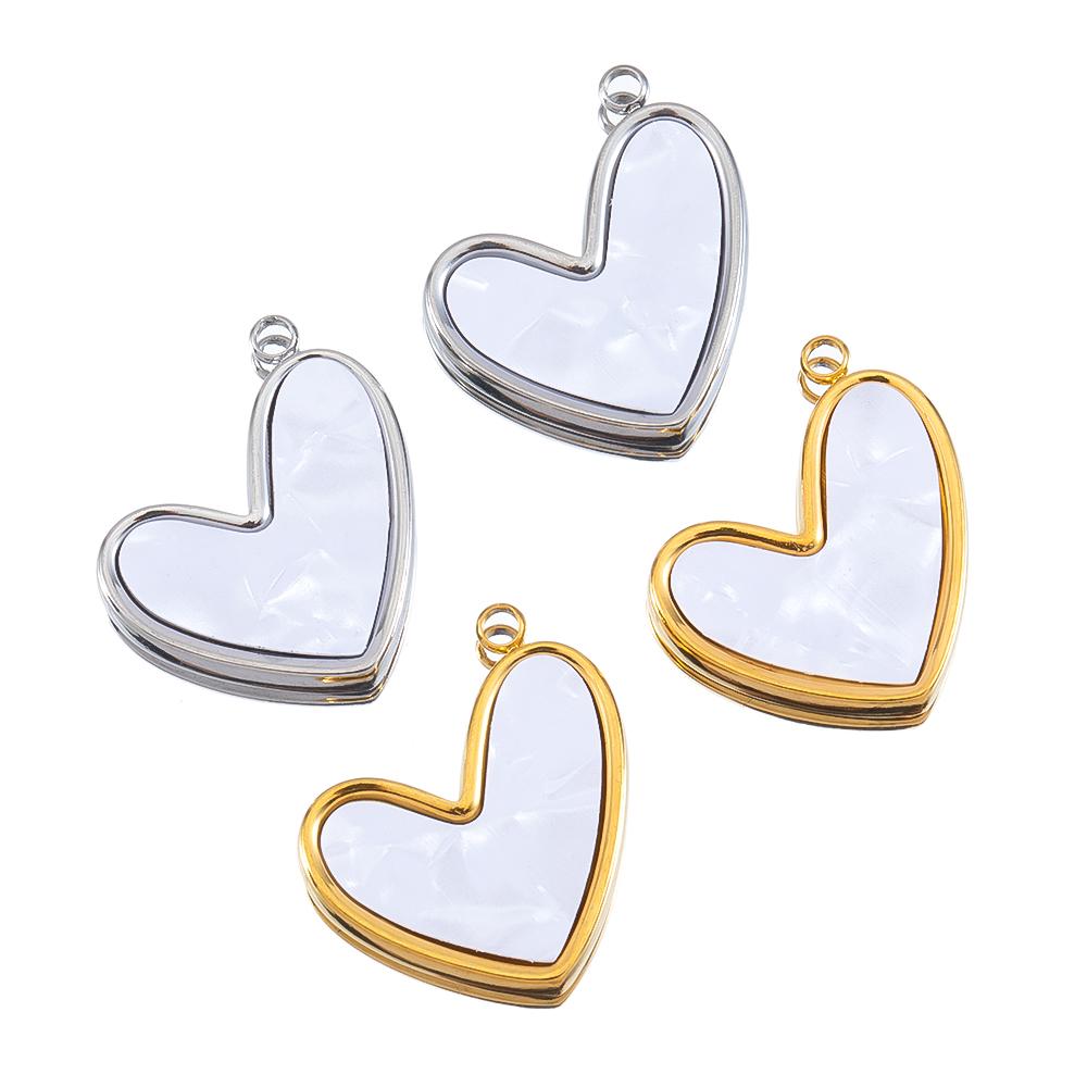 4 Stück 2 Stück Edelstahl Herz Anhänger Weißes Muschelherz für DIY Schmuckherstellung für Frauen Halskette Ohrring Zubehör Großhandel