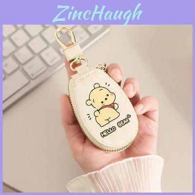 Pooh Bear Cartoon Large Capacity Key Wallet With Leather For Women And Men