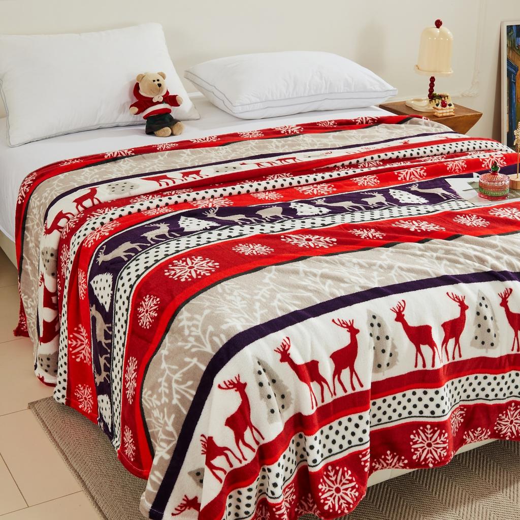 Christmas Blanket Soft Long Plush Bed Cover Blanket Fluffy Faux Fur Bedspread Blankets For Beds Couch Sofa