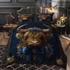 3 Pcs Highland Cow with Roses Quilt Set  thick blanket Set Elegant and Festive Comforter Bedding Set 1 Quilt + 2 Pillowcases