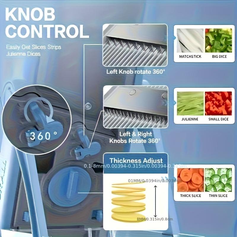 Manuelle Gemüseschneidemaschine mit einstellbarer Dicke, Multifunktionales Gemüseschneide- und Würfelset mit Behälter, Kartoffelschneider in größerer Ausführung, Waschbares Design