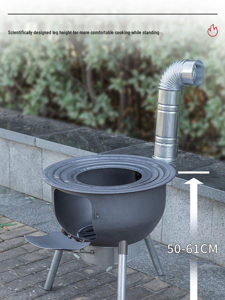 Thickened Integrated Firewood Stove for Outdoor & Rural Home Use: Portable Iron Pot & Extra Heat.