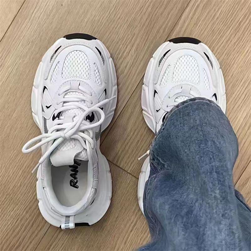 Daddy shoes women's 2025 new autumn women's shoes versatile platform white mesh shoes breathable casual sports shoes